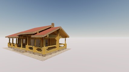  log house photorealistic picture