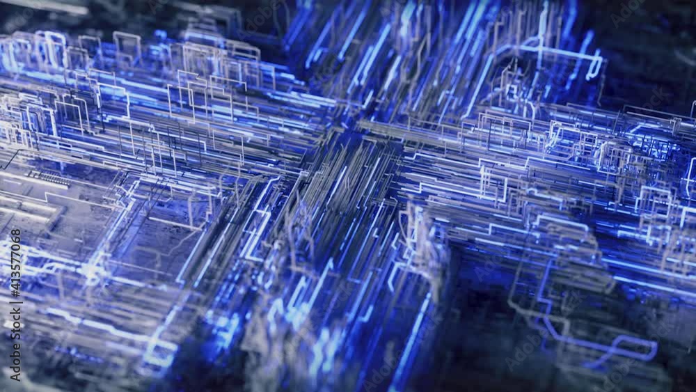 Canvas Prints abstract technological background from a fiber optic glowing beam spreading in the digital space. da