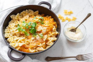 Pasta With Sweet Potatoes, Parsnip Sauce and Parmesan