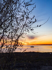 Midnight sun over the sea