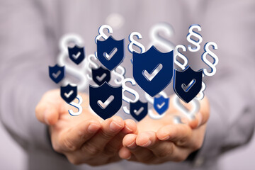 Lawyer and advocate on-line law services concept.