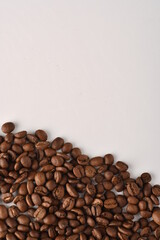 Coffee beans isolated on white background with copy space for text. Coffee background or texture concept.