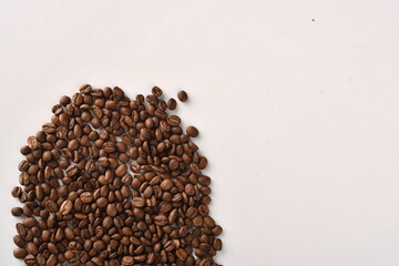 Coffee beans isolated on white background with copy space for text. Coffee background or texture concept.