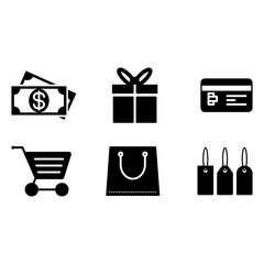 shopping icons set vector