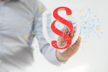 Businessman using 3D rendering digital paragraph law symbol