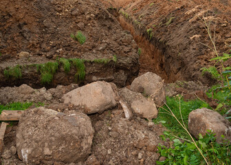 Ditch on countryside.