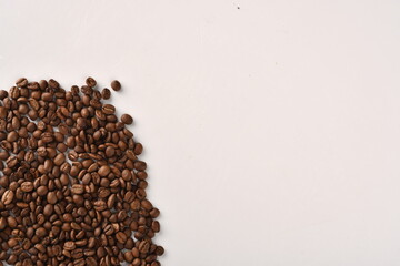 Coffee beans isolated on white background with copy space for text. Coffee background or texture concept.