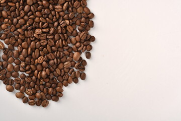 Coffee beans isolated on white background with copy space for text. Coffee background or texture concept.