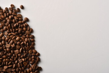 Coffee beans isolated on white background with copy space for text. Coffee background or texture concept.