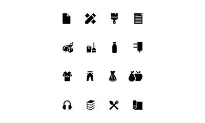 Home products house Items SVG AI icons set filled icons bundle pack vector digital file set group  electronics cloths food icon svg. 