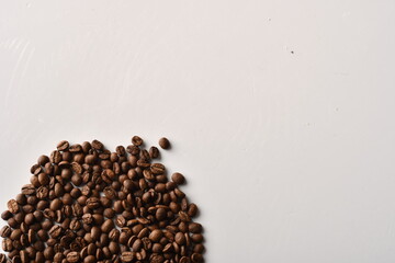 Coffee beans isolated on white background with copy space for text. Coffee background or texture concept.