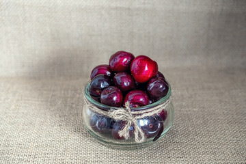 macro photo of strawberries and cherries
