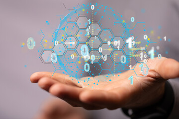 Artificial Intelligence Cloud technology. Integrated digital web concept background