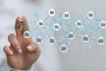 small data Cloud technology. Polygonal wireframe art looks like constellation