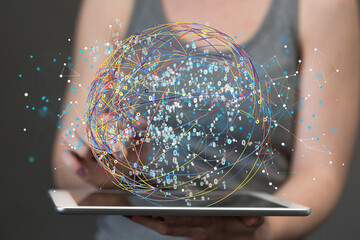 small data Cloud technology. Polygonal wireframe art looks like constellation