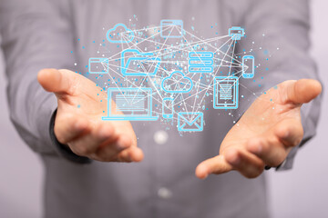 data security - Cloud technology. Integrated digital web concept background