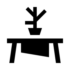 Table with flowerpot