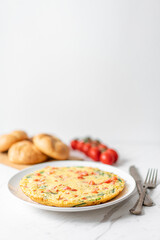 Egg Omelette With Spinach, Tomatoes and Orange Pepper