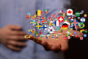 international counties flags - 3D realistic.