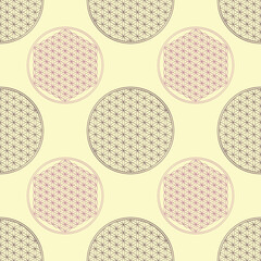 Seamless pattern with ancient symbol flower of life for your project