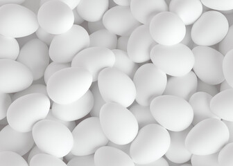 White egg background. Easter holiday. 3D rendering and 3D illustration.