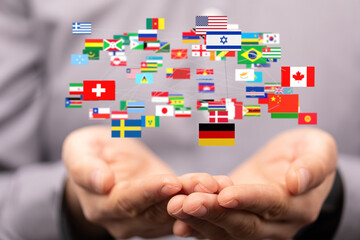 international counties flags - 3D realistic.