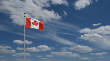 3D illustration Canadian flag waving in wind. Canada banner blowing, soft silk.
