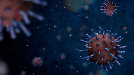 3D illustration. Coronavirus outbreak. Influenza Covid 19 virus dangerous flu.