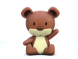 3D RENDER ILLUSTRATION. Cartoon character cute teddy bear model doll.
