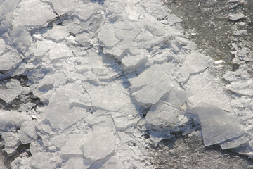 ice structure on a river in winter