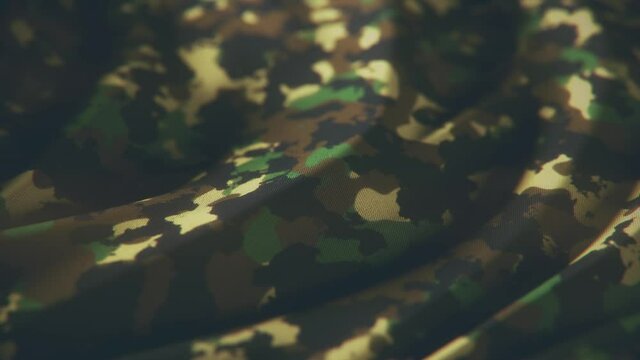 Animation on military camouflage fabric. Military background. Elegant and luxurious dynamic style for military and military action template.