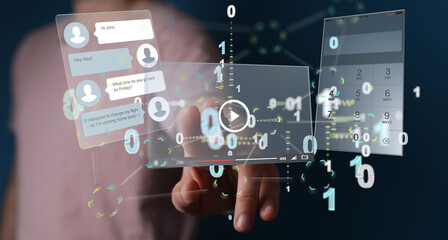 virtual develop interface web application in hand