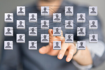 videoconference group of people talking in social network business