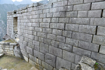 Mur de pierres à joints vifs du Machu Picchu au Pérou