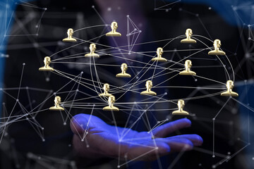 Abstract network of physical devices on the Internet using a network connection with statistics...