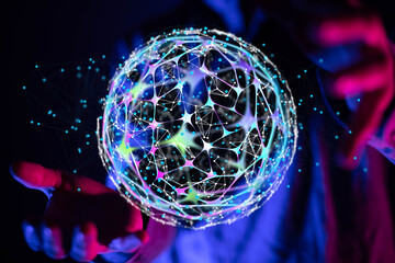 Abstract network of physical devices on the Internet using a network connection with statistics...