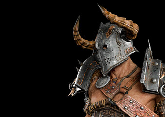 barbarian man side view with copy space