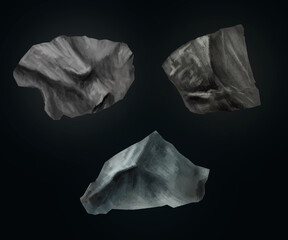 illustration of basalt stones isolated on dark background