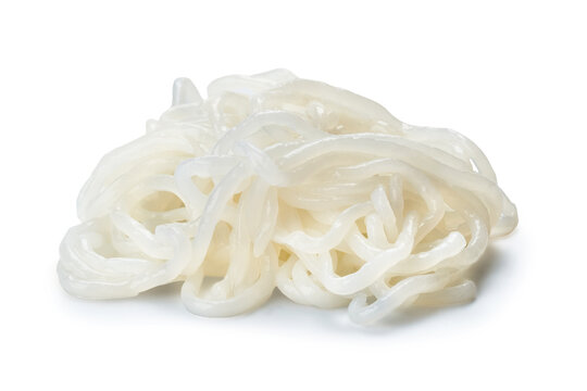 shirataki yam or konjac noodles isolated on white background with a clipping path                              