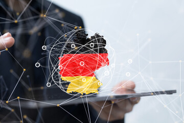 map of Germany. Wire frame 3D mesh