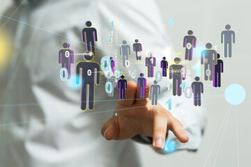 connected symbols for digital, interactive and global communication concept