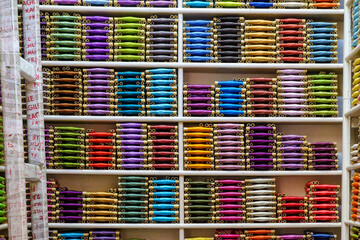 Artisinal goods on display for sale in the souks of Fez Morocco