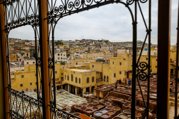 Colourful scenery and city scapes in the old town of Fez Morocco