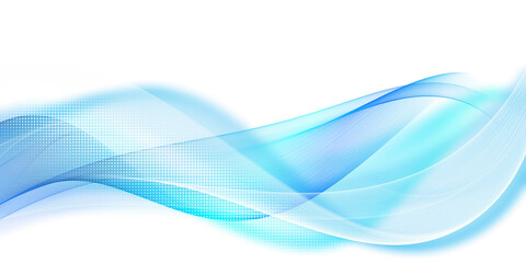 Naklejka premium Abstract blue wave background with halftone