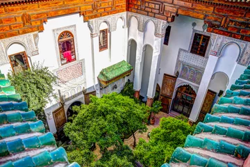 Zelfklevend Fotobehang Grounds and interiors of the Riad Laaroussa in Fes Morocco. © Torval Mork