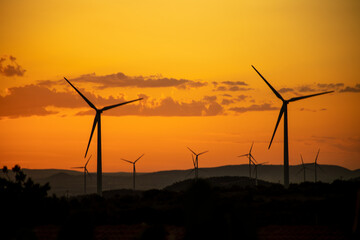 wind turbine at sunset