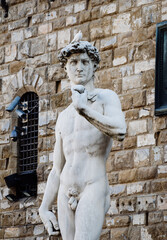 Replica of David statue of Michelangelo in Florence. Italy