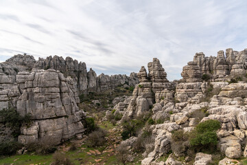 Fototapeta na wymiar El Torcal Nature Reserve in Andalusia with ist strange karst rock formations