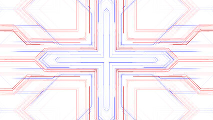 Circuit Kaleidoscope Line Space abstract 3D illustration background.