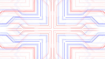 Circuit Kaleidoscope Line Space abstract 3D illustration background.